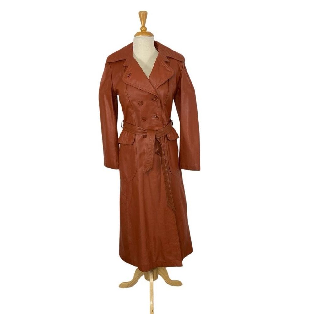 Women's Brown Leather Trench Coat